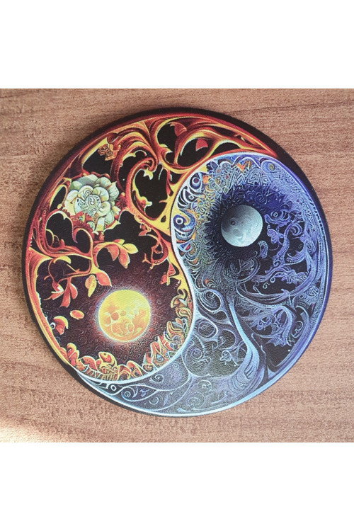 Yin Yang Ahşap Bardak Altlığı (6 Adet)