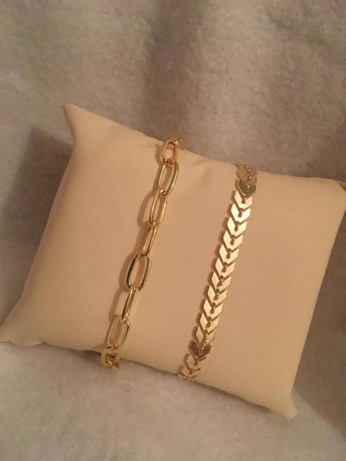 Kadın Lak Kaplama İkili Bileklik Seti Gold