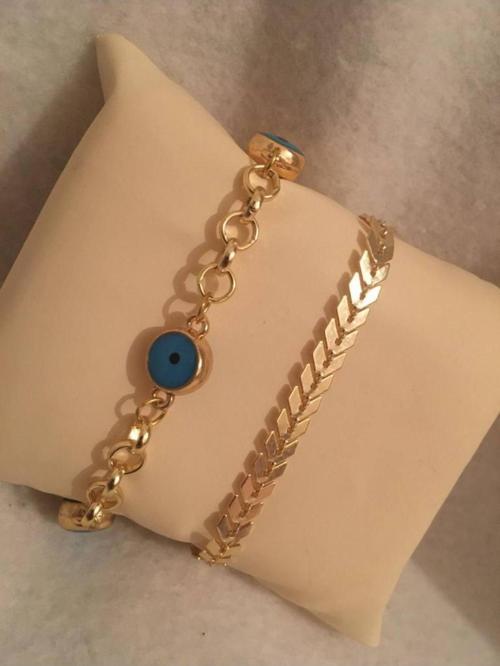 Kadın Lak Kaplama İkili Bileklik Seti Gold