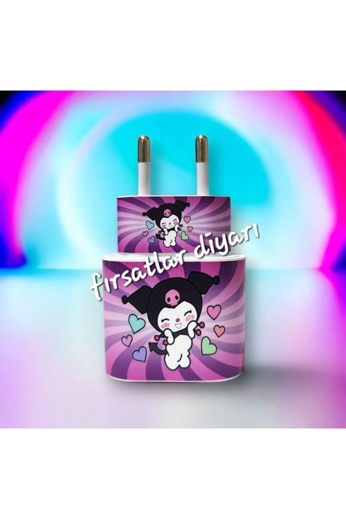Iphone 20W Şarj Aleti Kaplama Sticker - Kuromi (Yedeklidir)