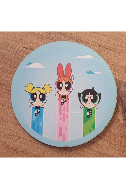 Powerpuff Girls Ahşap Bardak Altlığı (6 Adet)
