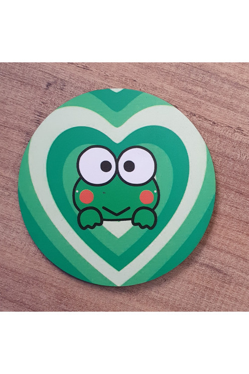 Keroppi Yeşil Kurbağa Frog Ahşap Bardak Altlığı (6 Adet)