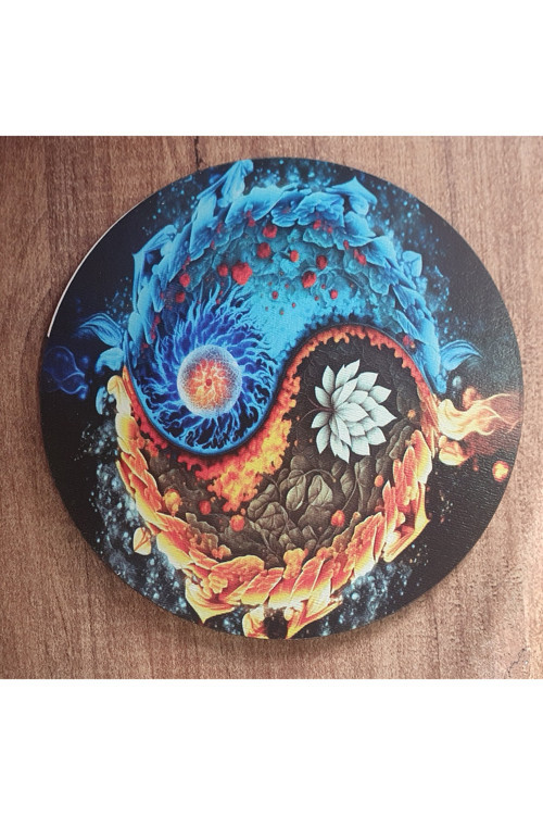 Ying Yang Ahşap Bardak Altlığı (6 Adet)