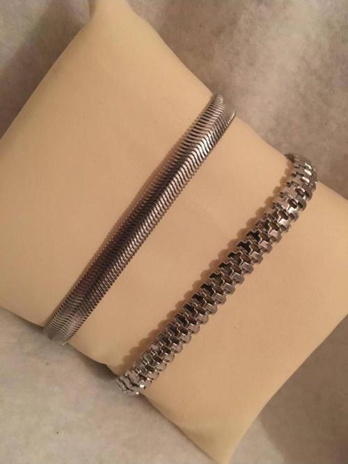 Kadın Lak Kaplama İkili Bileklik Seti Gümüş Renk