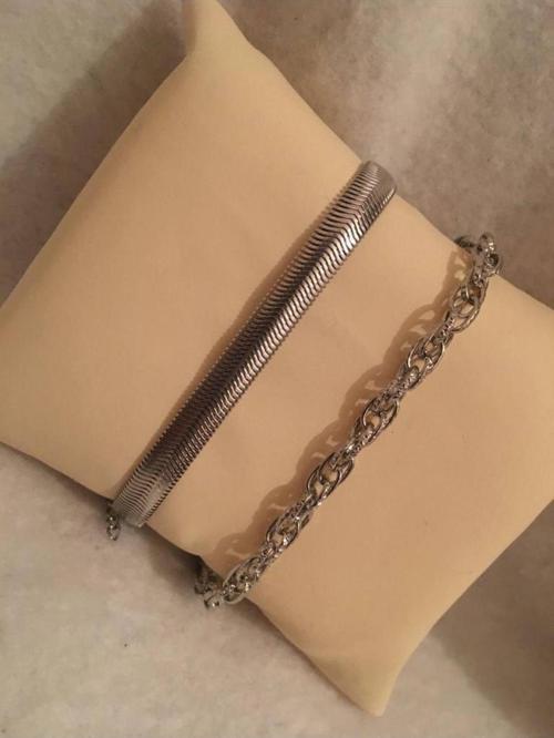 Kadın Lak Kaplama İkili Bileklik Seti Gümüş Renk