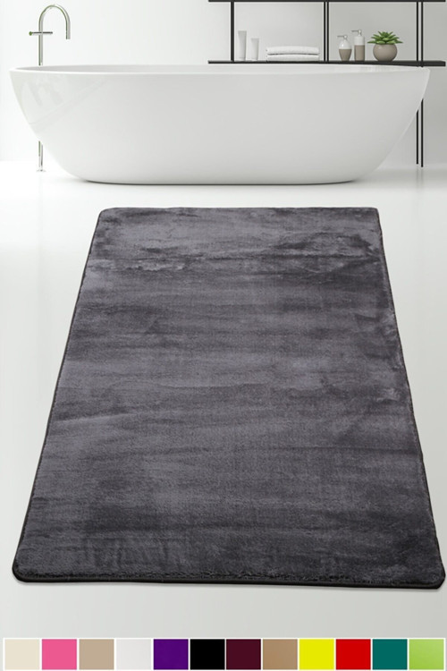 Antrasit 80x150 Cm Peluş Banyo Paspası Kaymaz Tabanlı Pufidik Banyo Halısı