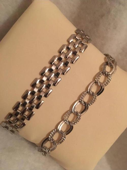 Kadın Lak Kaplama İkili Bileklik Seti Gümüş Renk