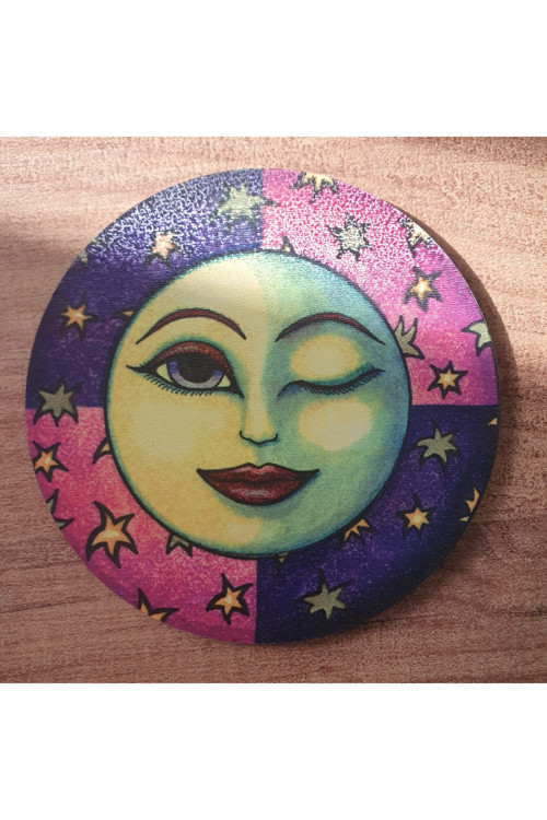 Moon And Stars Ahşap Bardak Altlığı (6 Adet)