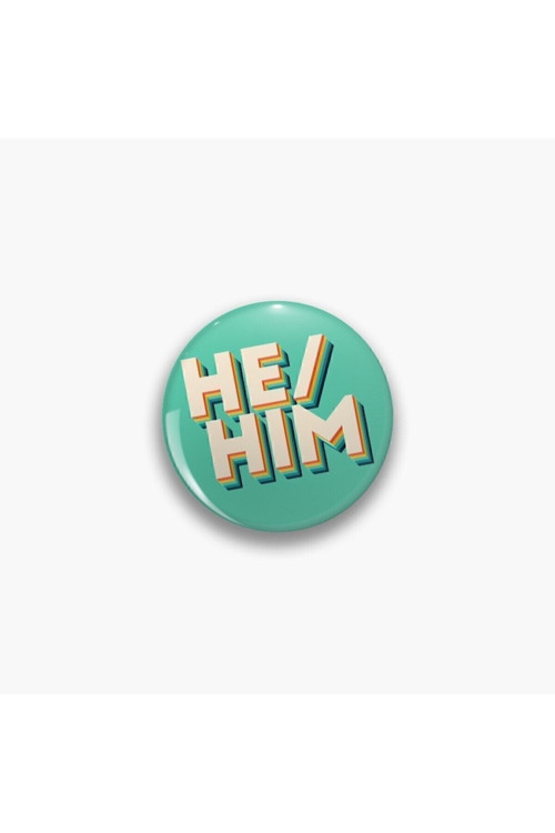 He/Him Yazılı Pride Buton Rozet