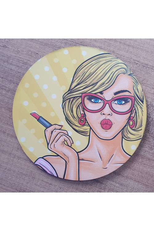Retro Pop Art Tasarım Ahşap Bardak Altlığı (6 Adet)