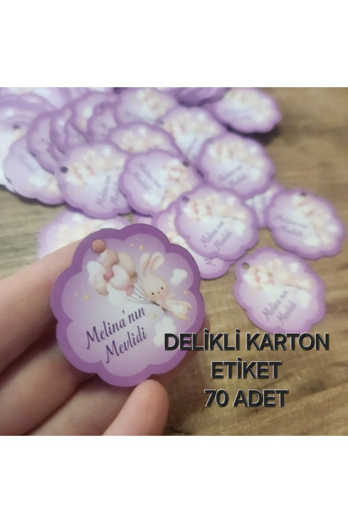 Isme Özel Delikli Karton Etiket Hoşgeldin Bebek Baby Shower Doğum Günü Hediyelik - 70 Adet