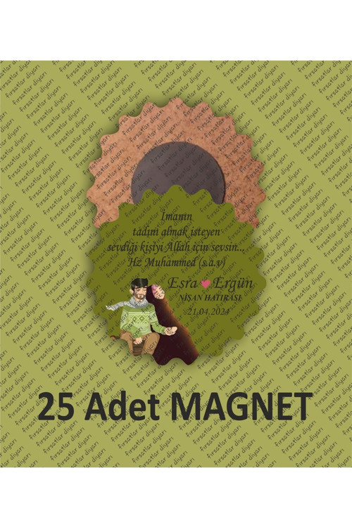 Kişiye Özel Kına Nişan Söz Nikah Düğün Hediyelik Hatıra Magnet - 25 Adet