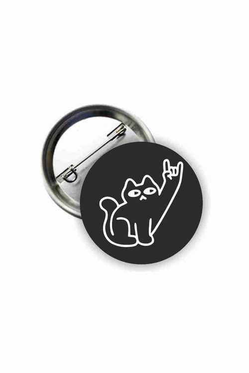 Rock Cat Y2K Grunge Style Buton Rozet