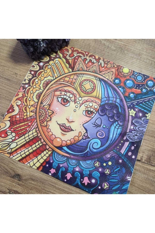 Astroloji Sun And Moon Tarot Sunak Bezi / Tarot Örtüsü 75X75 Cm