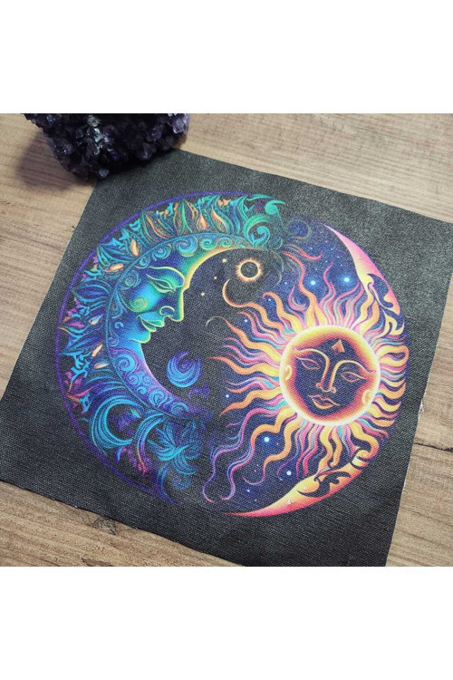 Astroloji Sun And Moon Tarot Sunak Bezi / Tarot Örtüsü 75X75 Cm