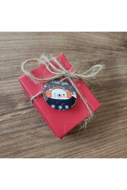 Hediye Paketleme Delikli Karton Etiket - Yeni Yıl Mutlu Yıllar Noel - Happy New Year - 70 Adet
