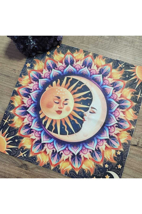 Astroloji Sun And Moon Tarot Sunak Bezi / Tarot Örtüsü 75X75 Cm