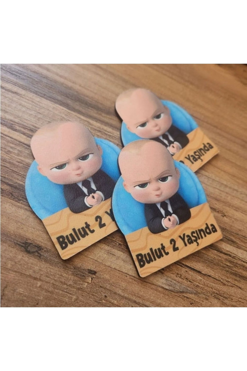 Doğum Günü Magnet - 1 Yaş - 2 Yaş Magnet - Patron Bebek Hediyelik Ahşap Magnet - 25 Adet