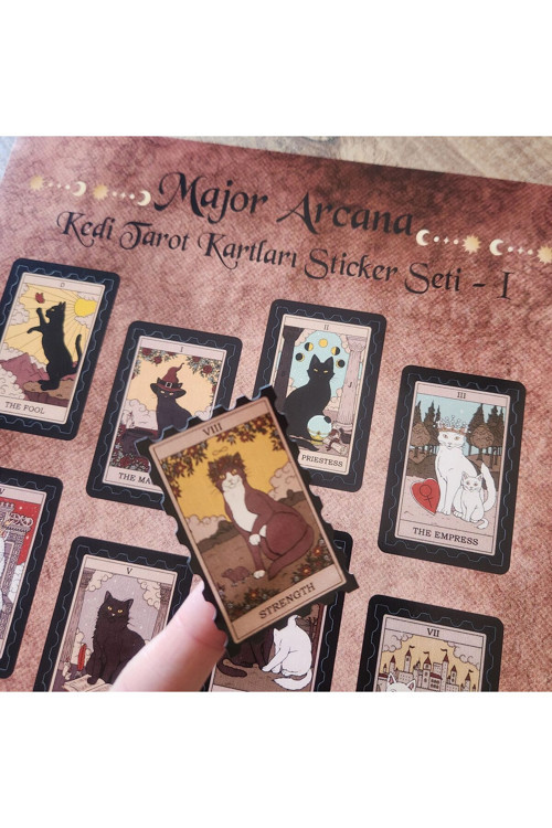 Major Arcana Kedi Tarot Kartları Stiker Seti 1 - Laptop Telefon Scrapbook Planlayıcı Sticker Seti