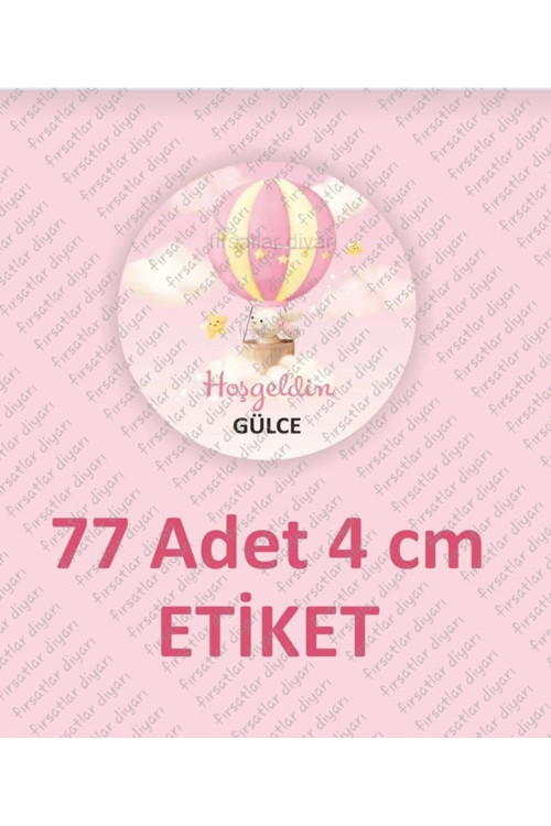 Isme Özel Hoşgeldin Bebek Etiketi Baby Shower Doğum Günü Hediyelik Etiket Sticker - 77 Adet