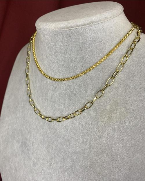 Kadın Çoklu Arnavut Ve Oval Zincir Model İkili Kolye