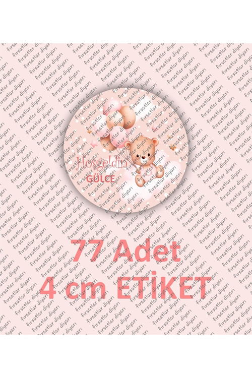 İsme Özel Hoşgeldin Bebek Etiketi Doğum Günü Baby Shower Etiket Sticker - 77 Adet