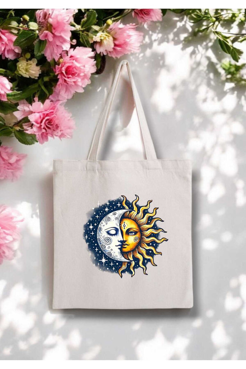 The Sun And Moon / Güneş Ve Ay Ham Bez Kanvas Çanta - 280 Gr