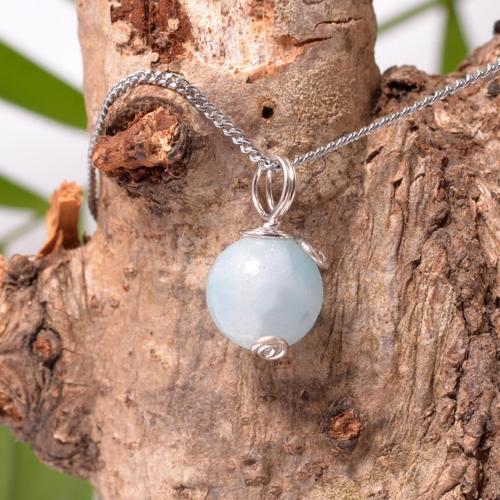 Hemimorfit Taşı Kolye - Küre Şeklinde