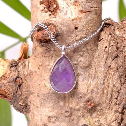 Ametist Taşı Damla Kolye - Küçük Boy