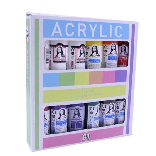 Mona Lisa Akrilik Boya Seti 12 Renk x 70 ml. (Ekstra Beyaz)