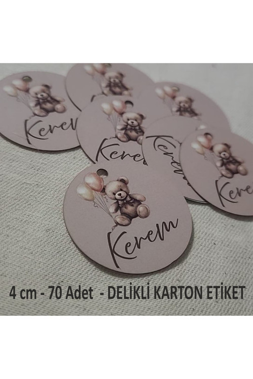 Kalın Delikli Karton Etiket Hoşgeldin Bebek Doğum Günü Baby Shower Delikli Karton Etiket - 70 Adet
