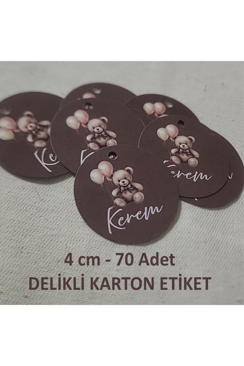 Kalın Delikli Karton Etiket Hoşgeldin Bebek Doğum Günü Baby Shower Delikli Karton Etiket / 70 Adet