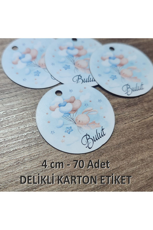 Kalın Delikli Karton Etiket Hoşgeldin Bebek Doğum Günü Baby Shower Delikli Karton Etiket / 70 Adet