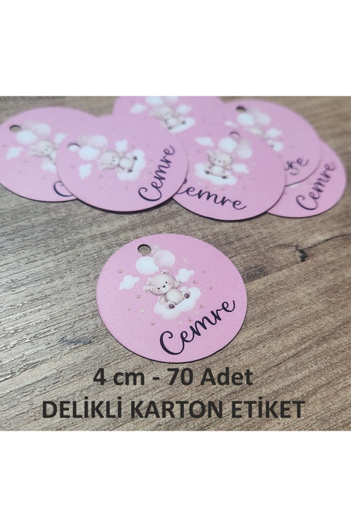 Kalın Delikli Karton Etiket Hoşgeldin Bebek Doğum Günü Baby Shower Delikli Karton Etiket / 70 Adet