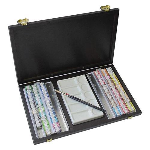 Aquarell 1862 Profesyonel Tablet Sulu Boya Seti 48 Renk 1/2 Tablet Ahşap Kutu