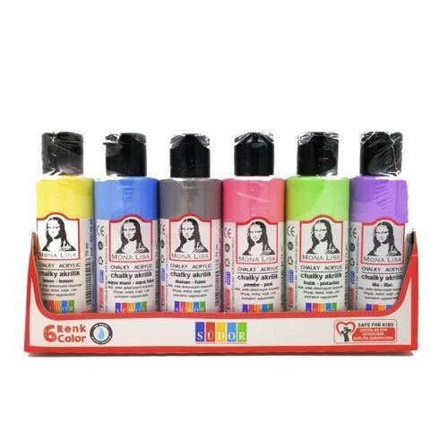 Mona Lisa Chalky Akrilik Boya Seti 6 Pastel Renk x 70 ml. Şişe