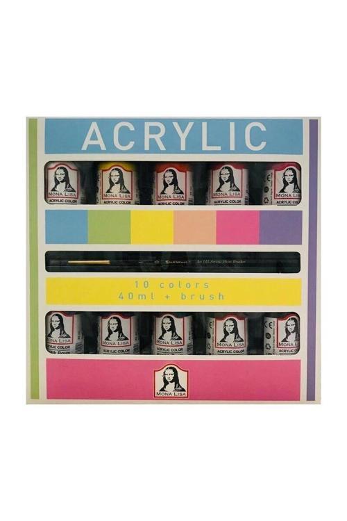 Mona Lisa Akrilik Boya Seti 10 Renk x 40 ml. (Fırça Hediyeli)