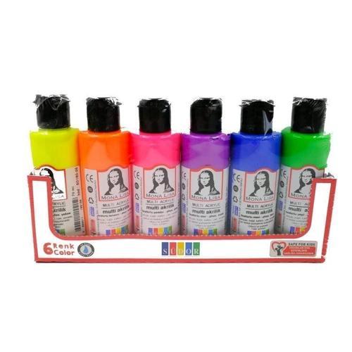 Mona Lisa Multi Akrilik Boya Seti 6 Fosforlu Renk x 70 ml. Şişe