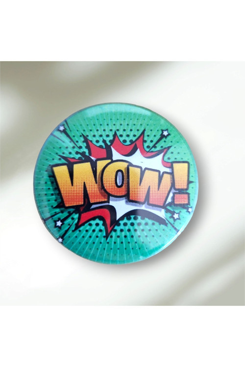 Wow Retro Pop Art Tasarım Buton Rozet