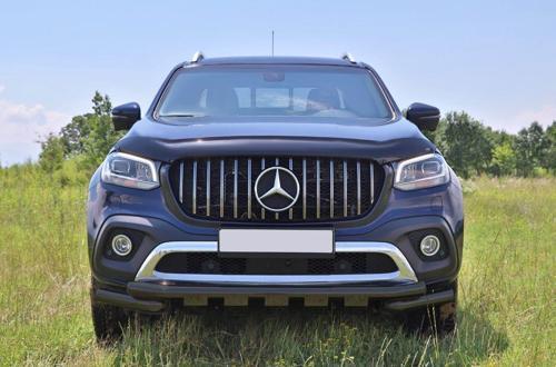 Mercedes X-Class 2017+ Uyumlu Off Road Siyah Ön Koruma Ön Tampon Koruma Demiri Krom Glocity AQM4WD