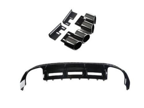 Audi A3 2021+ Sedan İçin Uyumlu S-Line 4 Egzoz Difüzör Piono Black