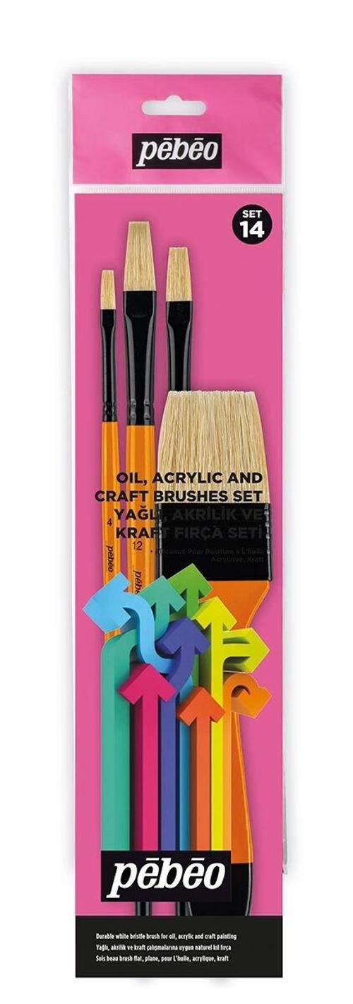 4'lü Yağlı Boya Fırça Seti (Zemin Fırçası No: 1,5 + Yağlıboya Fırçası No: 4, 8 , 12) SET-