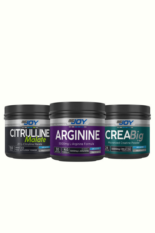 Citrulline( Sitrulin ) Malate 150Gr+Creabig( Kreatin ) 120Gr (Aromasiz)+Arjinine( Arjinin )150Gr