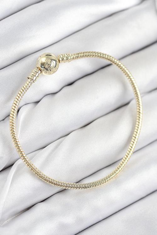 Pirinç Charm Topcuk Model Gold Renk Kadın Bileklik NSLM762