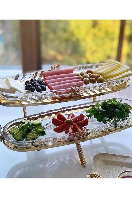 Gümüş Japongül Pirinç İki Katlı Kahvaltılık