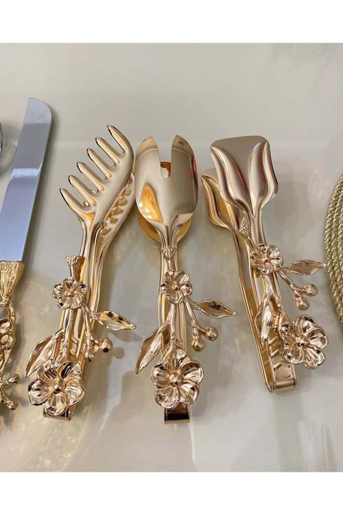 Gold Pirinç Japongül 3’Lü Maşa Servis Set