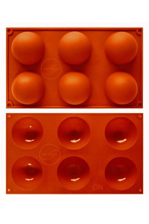 Yarım Küre Silikon Pasta / Kek Kalıbı Büyük Boy (6 Hazne, 6.8Cm Çap, 4Cm Derinlik)