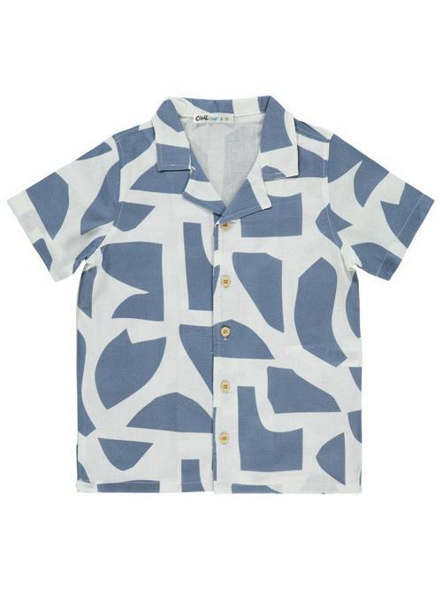 Kendinden Desenli 6-9 Yaş Gömlek - Mavi8-9 Yaş