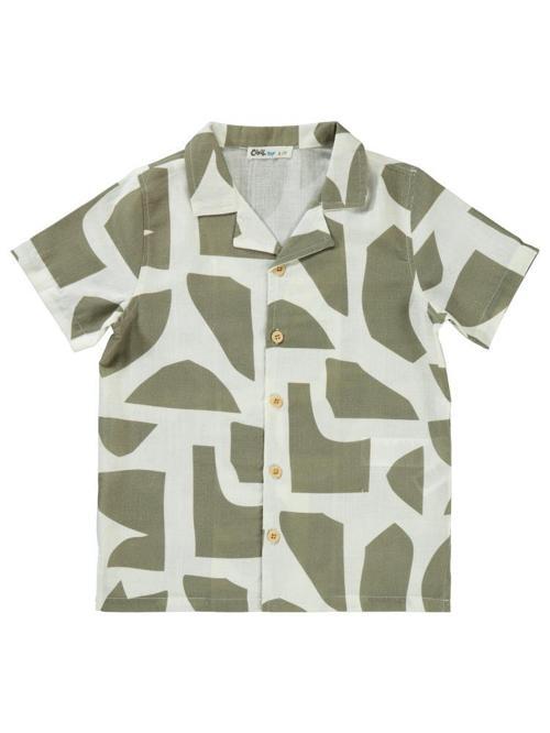 Kendinden Desenli 6-9 Yaş Gömlek - Kahverengi8-9 Yaş