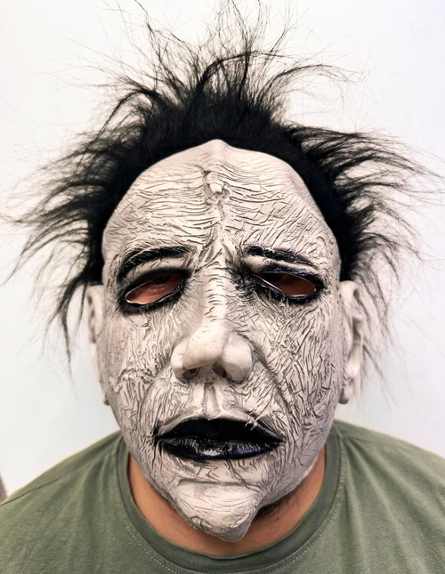 Siyah Saçlı Michael Myers LateYüze Tam Yapışan Et Maske Korku Maskesi